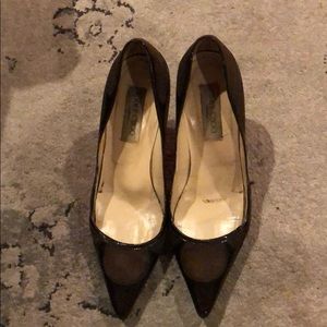 Jimmy Choo brown suede and leather pumps